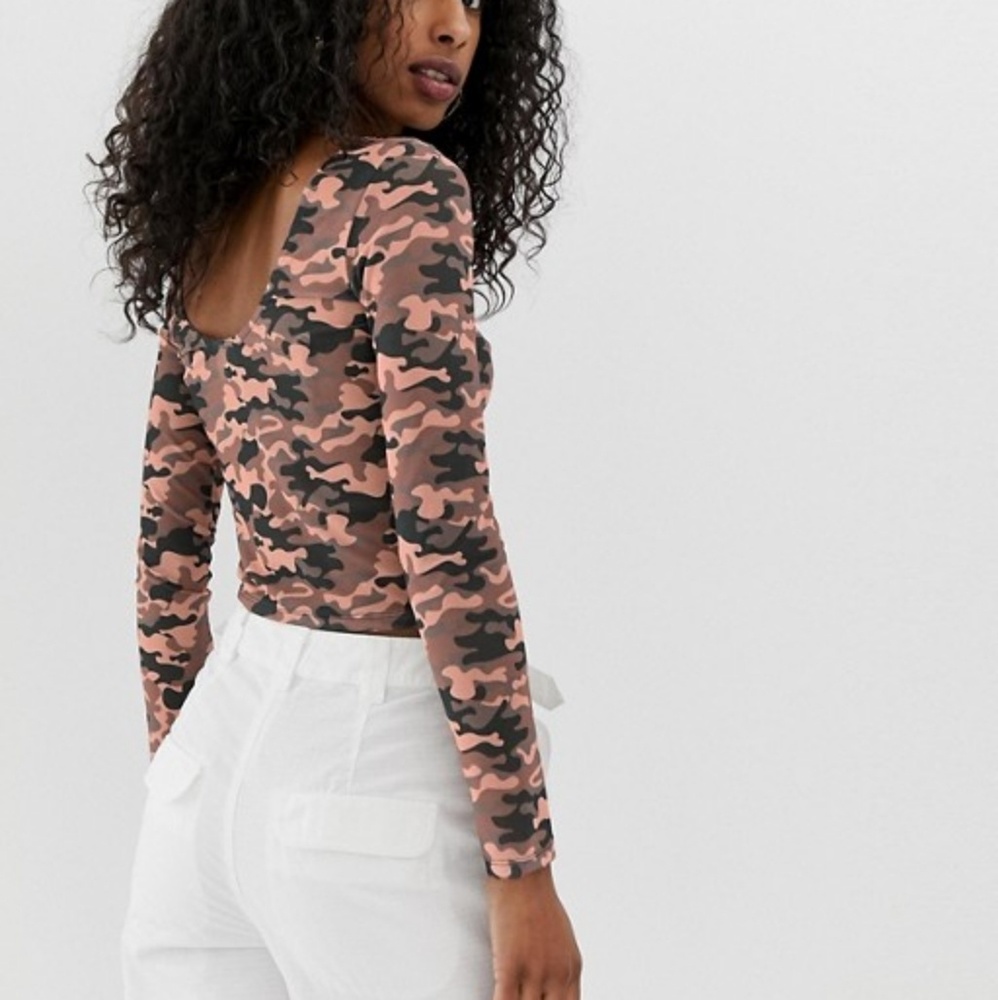 SOLD ASOS Long Sleeve Mesh Top in Camo Print